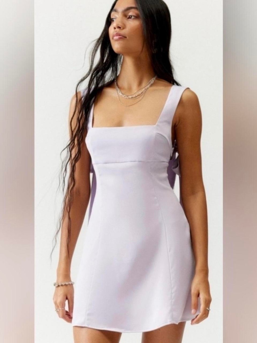 Urban Outfitters UO Bri Double Bow Satin Mini Dress Size Small NWOT